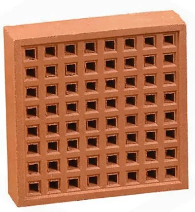 215mm x 215mm Square Hole Clay Air Brick Red 9 x 9