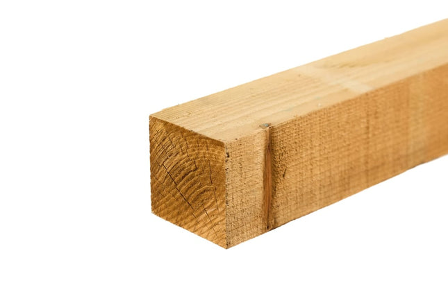 8ft Green Treated Square Top Wooden Fence Post 2400mmx100mmx100mm (4"x4")