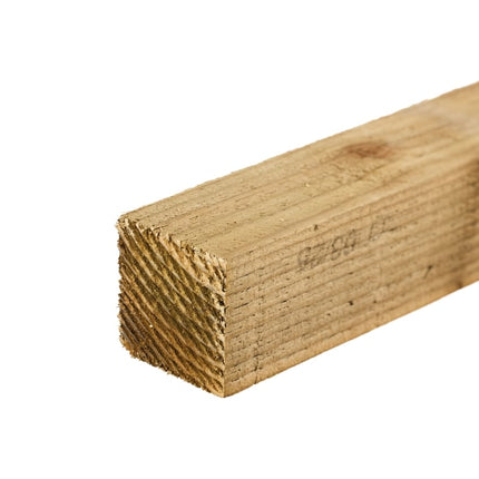 6ft Green Treated Square Top Wooden Fence Post 1800mmx75mmx75mm (3"x3")