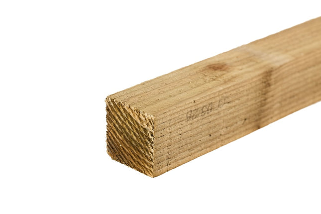 10ft Green Treated Square Top Wooden Fence Post 3000mmx75mmx75mm (3"x3")